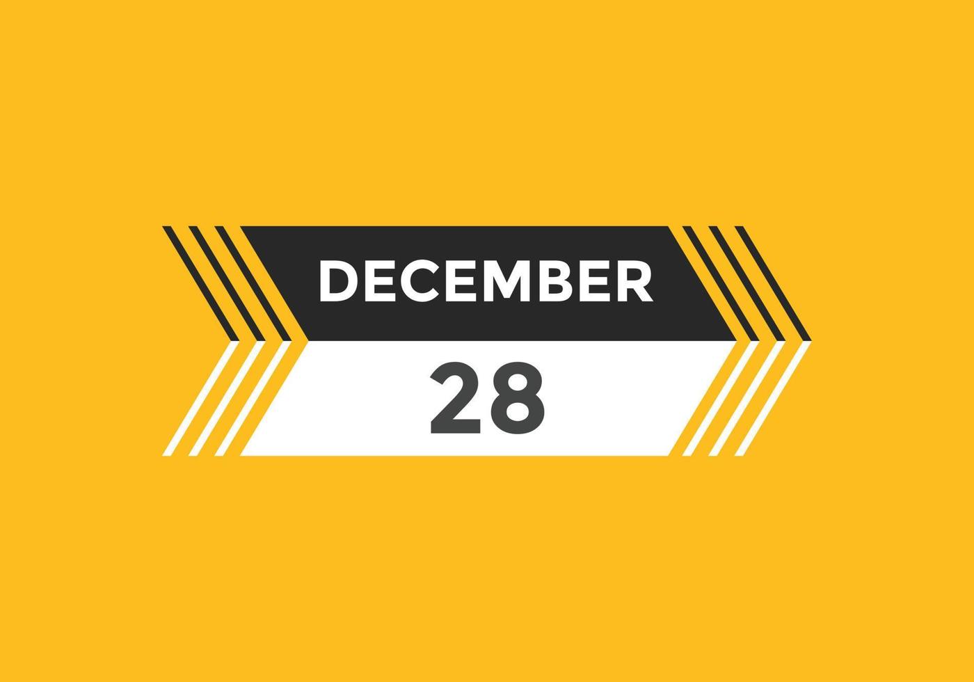 december 28 calendar reminder. 28th december daily calendar icon template. Calendar 28th december icon Design template. Vector illustration