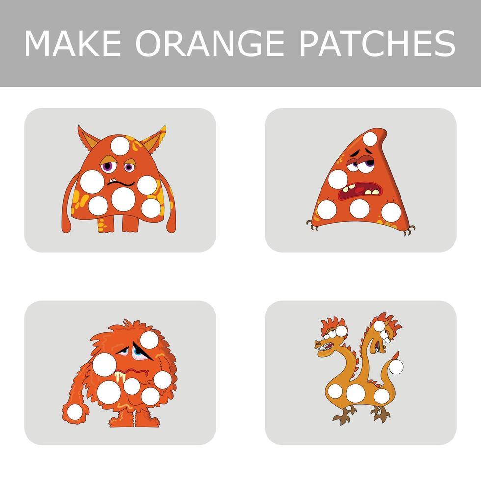 Make a patch out of paper or plasticine, a game for children, the development of fine motor skills. Worksheet for printing. Educational game for children. vector