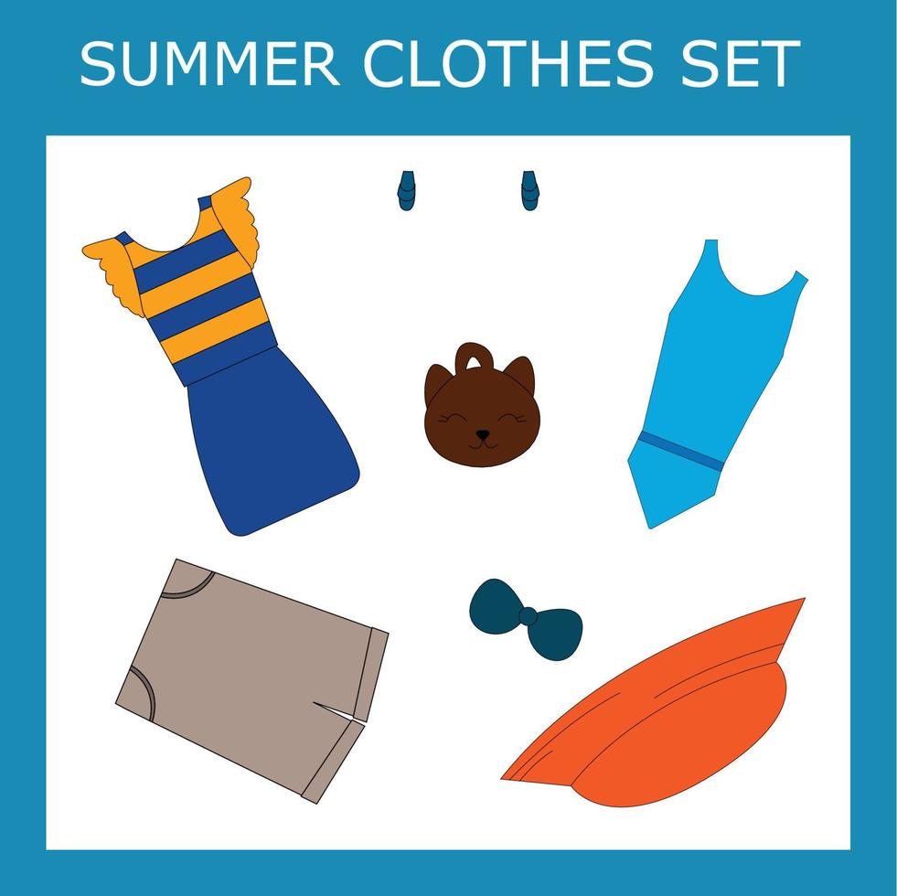 A set of clothes for a little beautiful girl for the summer vector