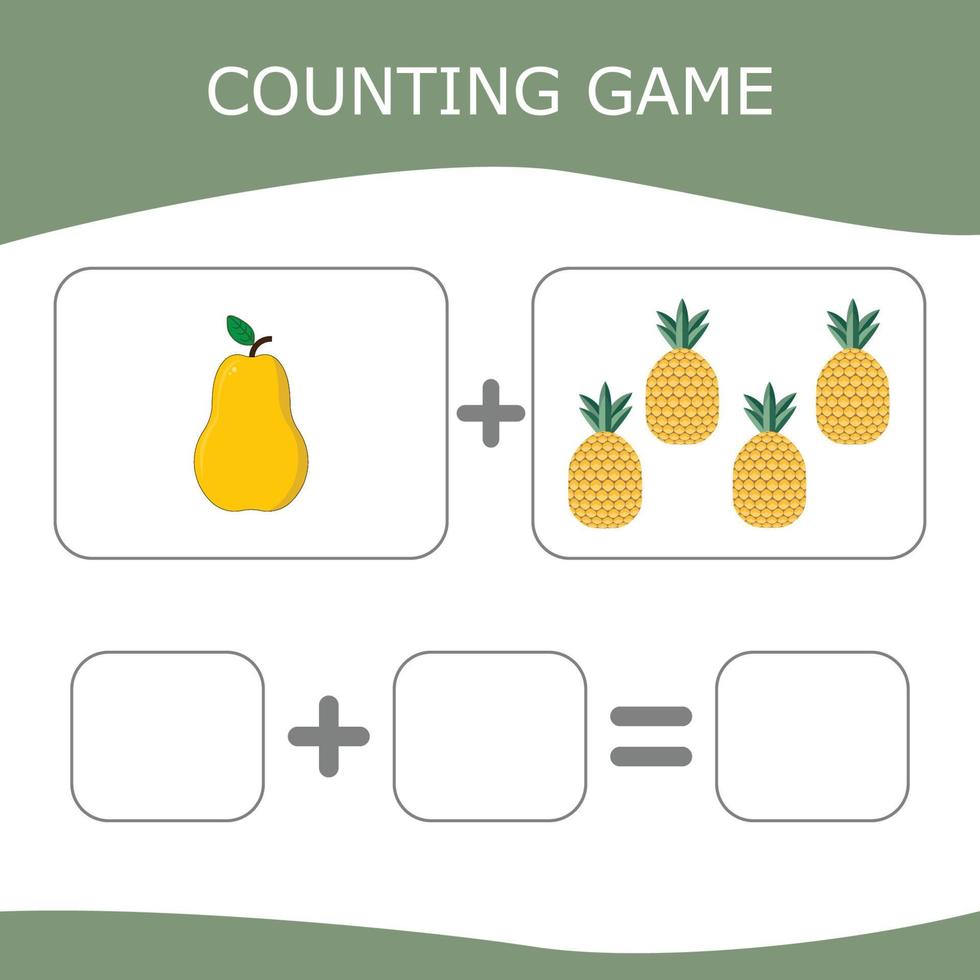 Educational game for children, kids. . Game learning math, counting game. Vector illustration for print, page