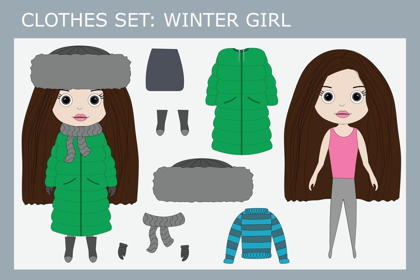 A set of clothes for a little beautiful girl in the spring vector