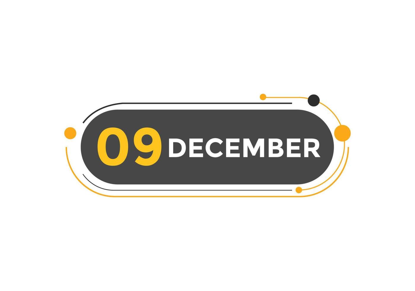 Recordatorio del calendario del 9 de diciembre. Plantilla de icono de calendario diario del 9 de diciembre. plantilla de diseño de icono de calendario 9 de diciembre. ilustración vectorial vector