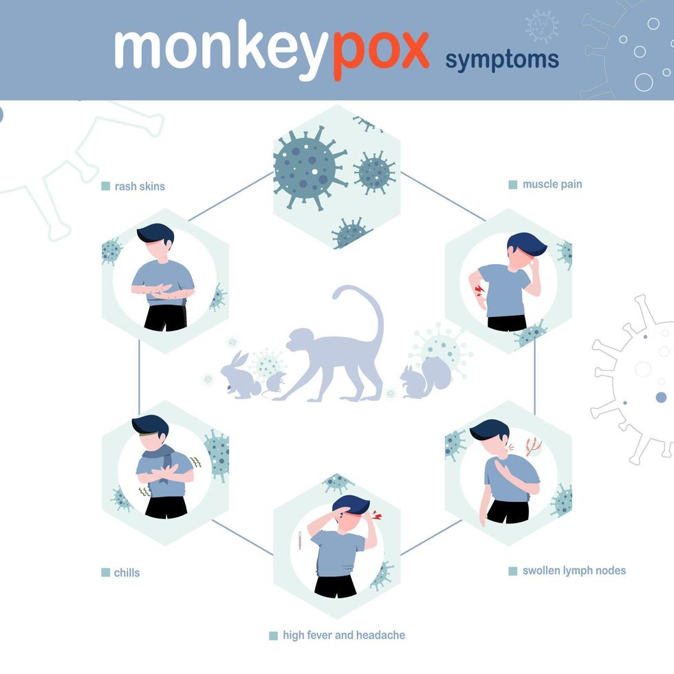 monkeypox symptoms, vector illustration, flat design
