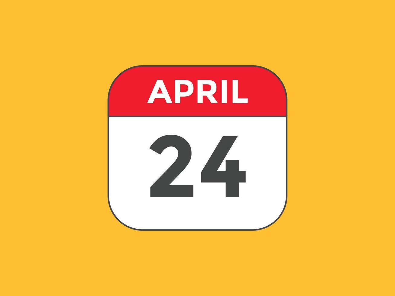 april 24 calendar reminder. 24th april daily calendar icon template. Calendar 24th april icon Design template. Vector illustration