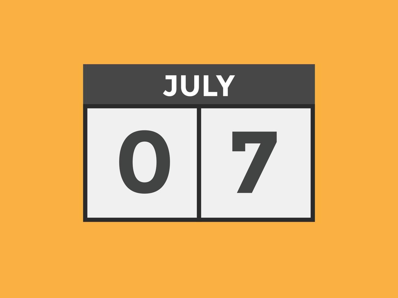 july 7 calendar reminder. 7th july daily calendar icon template. Calendar 7th july icon Design template. Vector illustration 11072833 Vector Art at Vecteezy