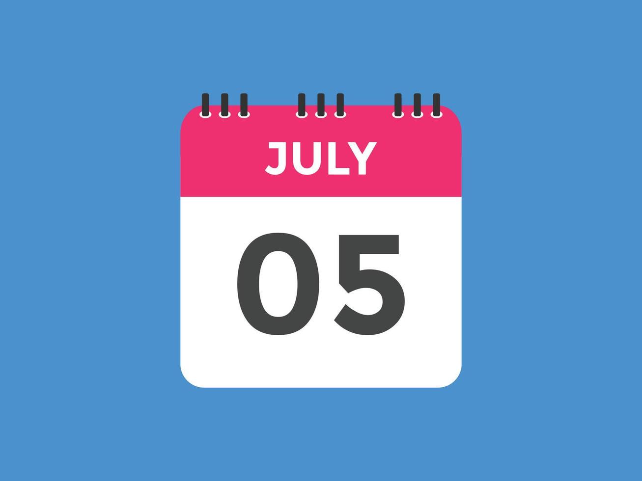 july 5 calendar reminder. 5th july daily calendar icon template. Calendar 5th july icon Design template. Vector illustration