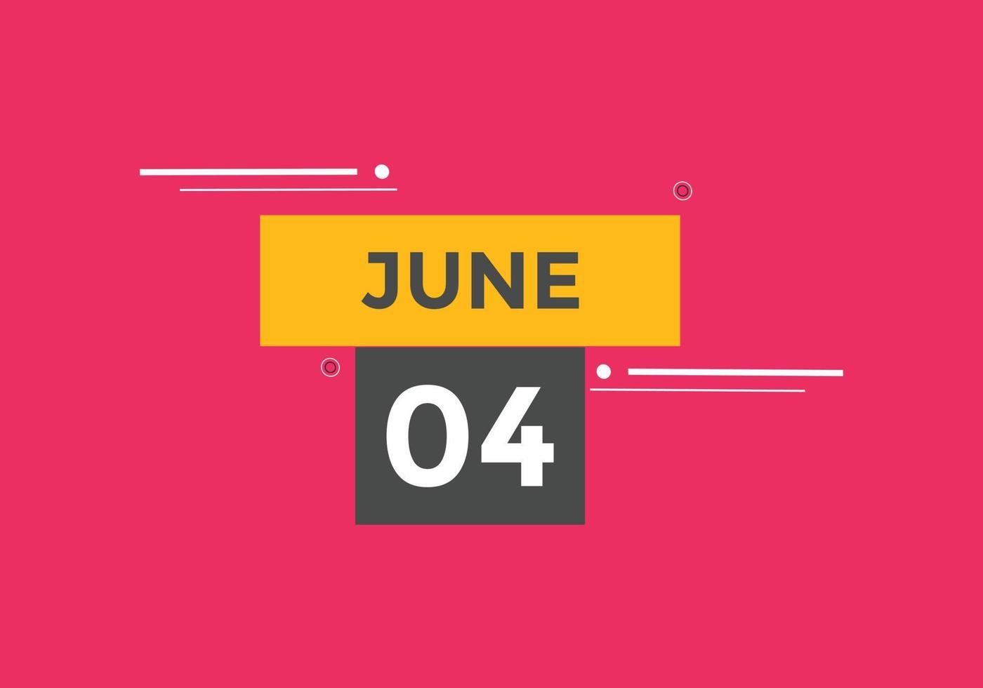 Recordatorio del calendario del 4 de junio. Plantilla de icono de calendario diario del 4 de junio. plantilla de diseño de icono de calendario 4 de junio. ilustración vectorial vector