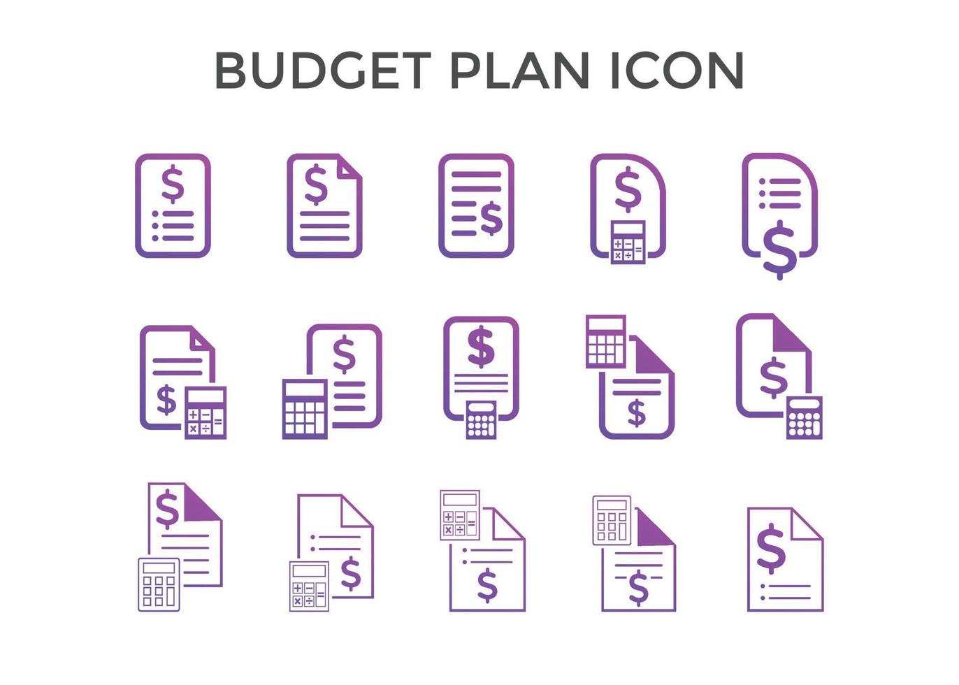 Set of budget plan icons Vector illustration. budget plan symbol for SEO, Website and mobile apps