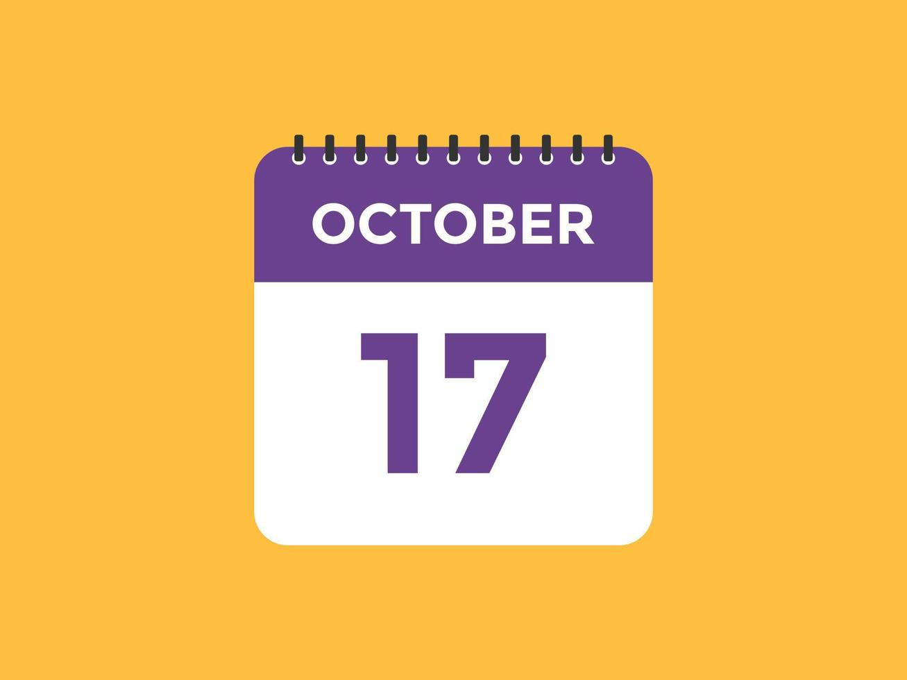 october 17 calendar reminder. 17th october daily calendar icon template.  Calendar 17th october icon Design template. Vector illustration 11071843  Vector Art at Vecteezy