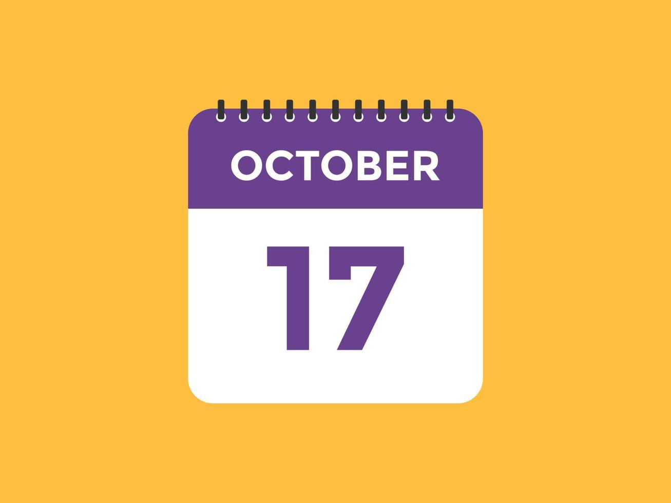 october 17 calendar reminder. 17th october daily calendar icon template. Calendar 17th october icon Design template. Vector illustration