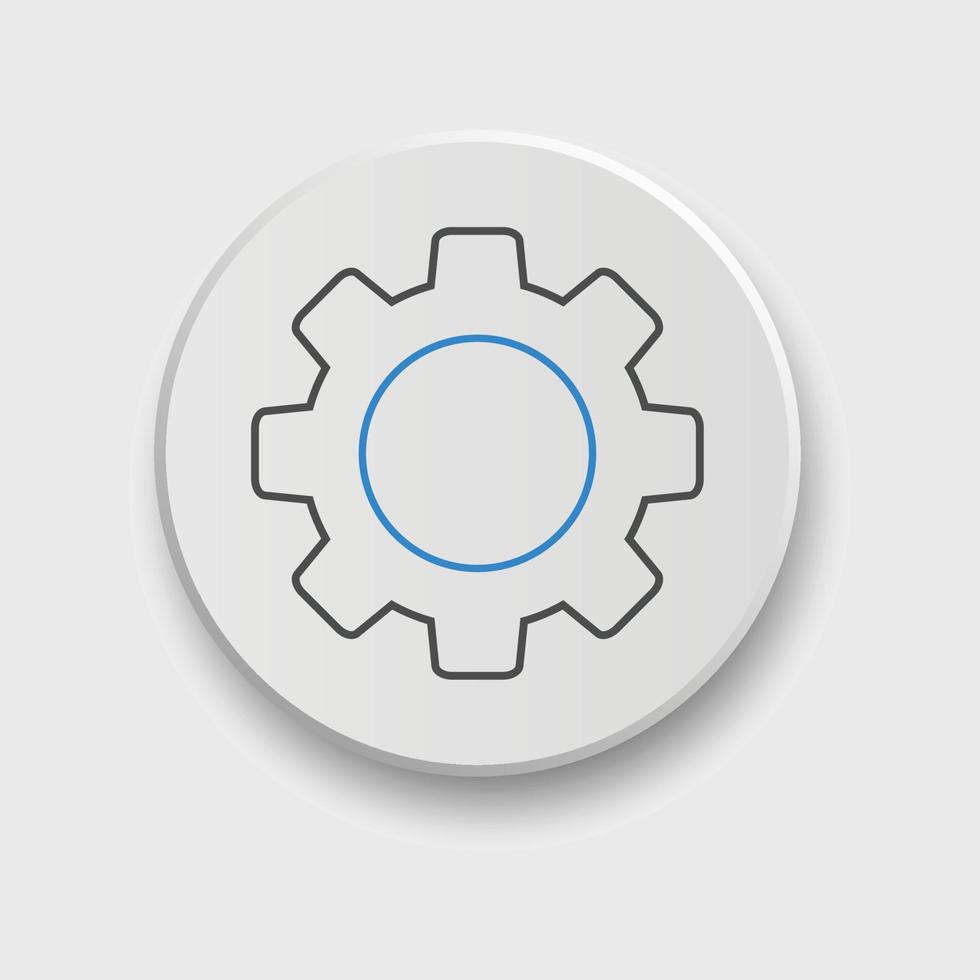 Setting icon for apps or web interface with button. Set of settings, Gear, Cog icon vector with button. Sign flat style setting or gear with button