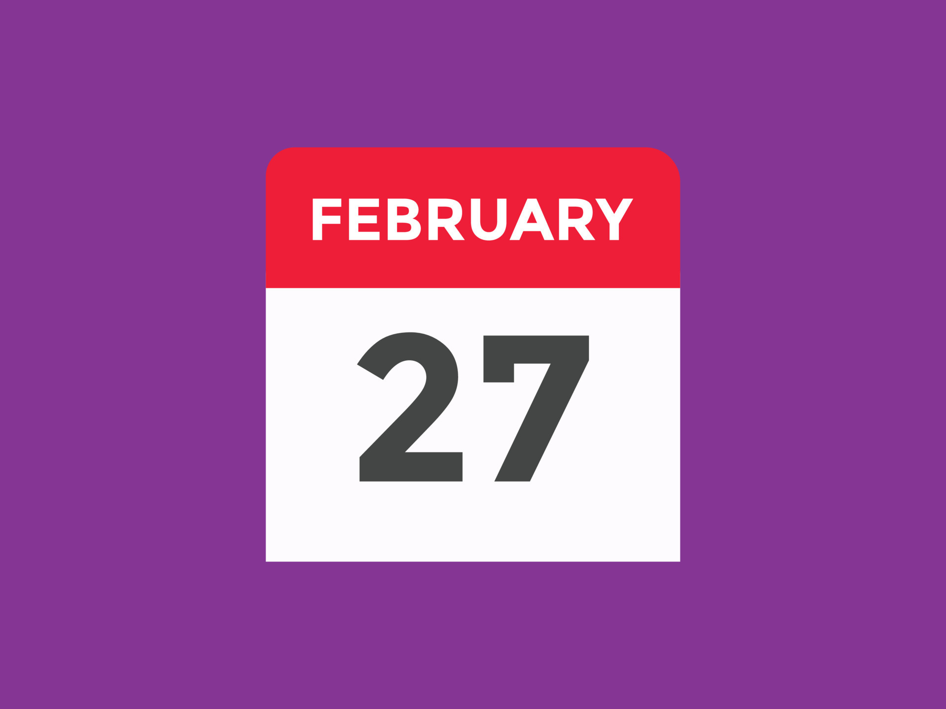 Recordatorio del calendario del 27 de febrero. Plantilla de icono de