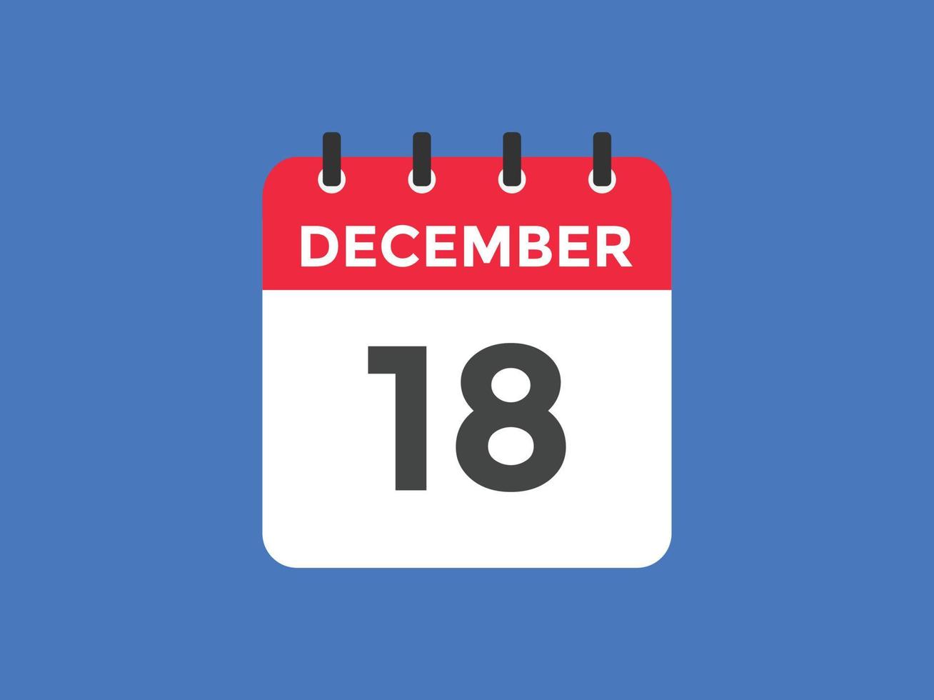 Recordatorio del calendario del 18 de diciembre. Plantilla de icono de calendario diario del 18 de diciembre. plantilla de diseño de icono de calendario 18 de diciembre. ilustración vectorial vector