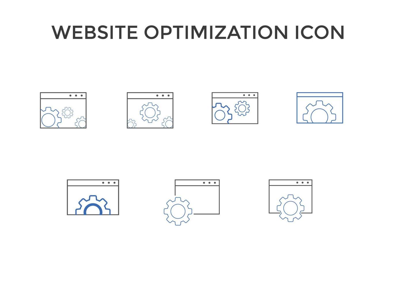 iconos de optimización de sitios web. icono de símbolo de desarrollo de página web. concepto de seo y diseño web vector