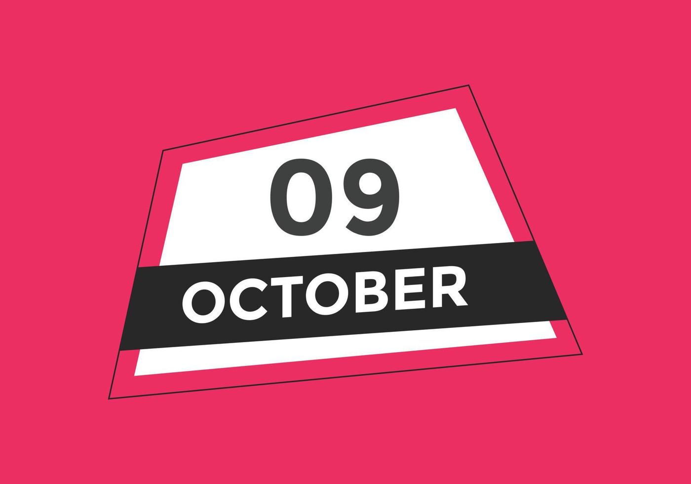 october 9 calendar reminder. 9th october daily calendar icon template. Calendar 9th october icon Design template. Vector illustration