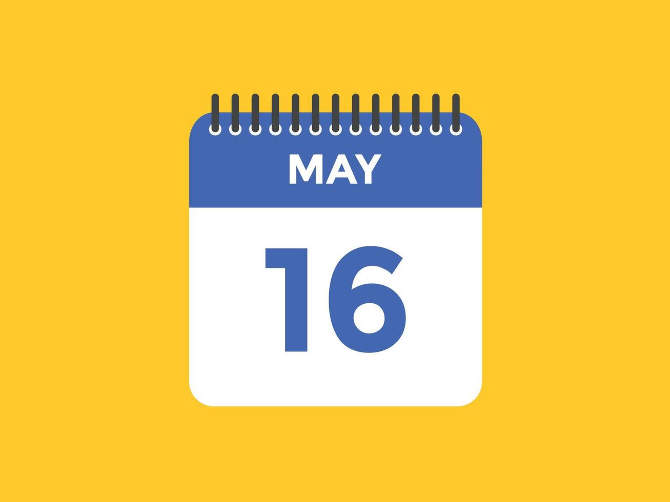 may 16 calendar reminder. 16th may daily calendar icon template. Calendar 16th may icon Design template. Vector illustration