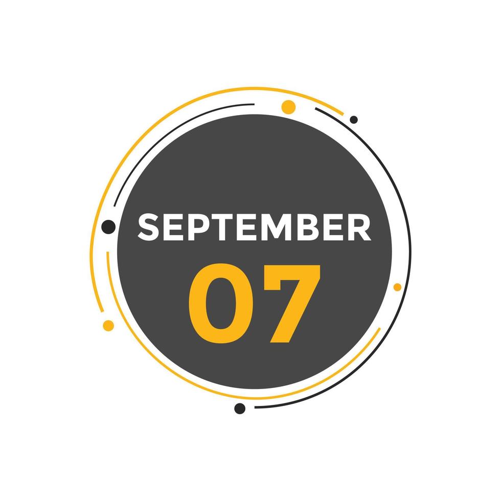 september 7 calendar reminder. 7th september daily calendar icon template. Calendar 7th september icon Design template. Vector illustration