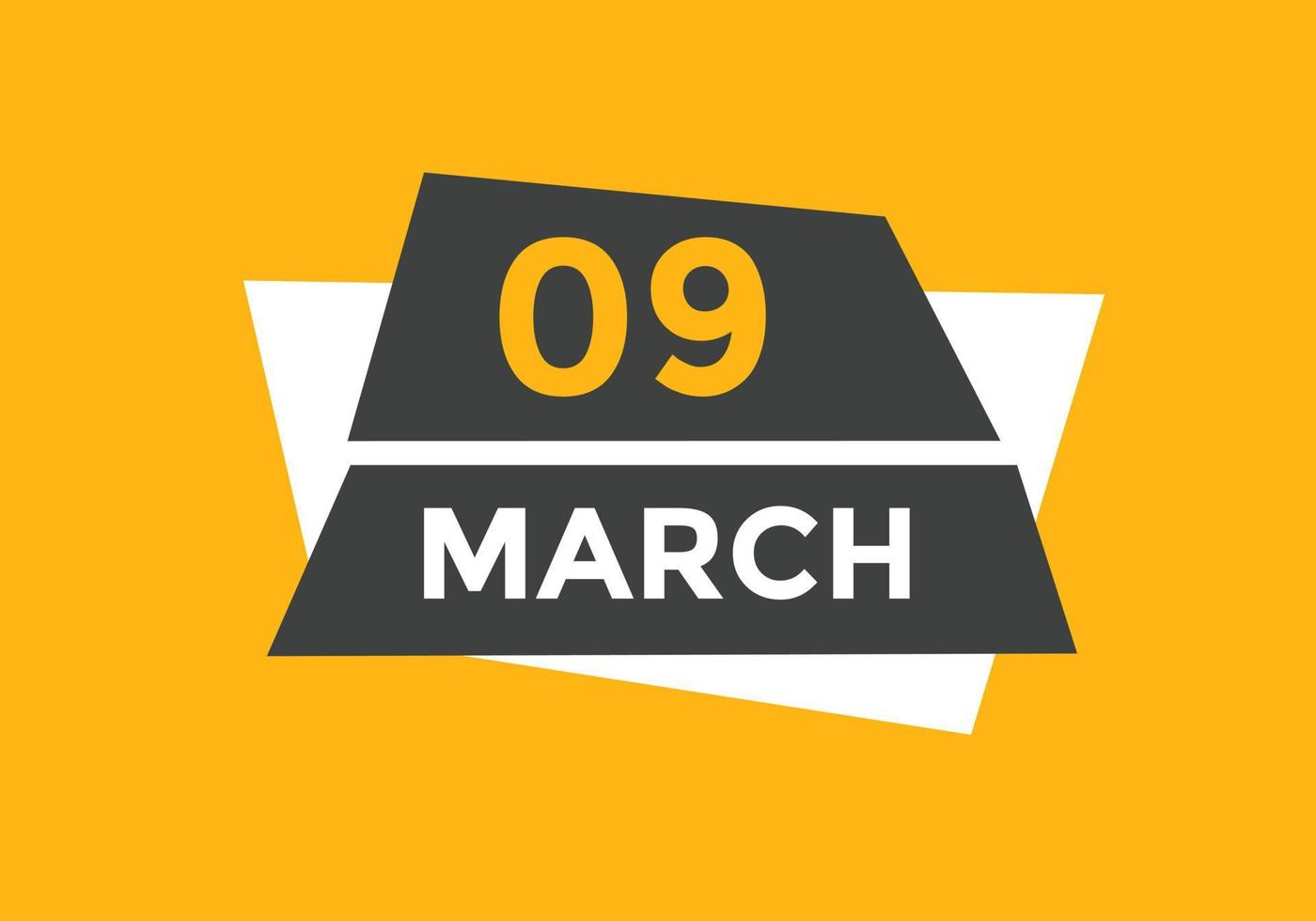 march 9 calendar reminder. 9th march daily calendar icon template. Calendar 9th march icon Design template. Vector illustration