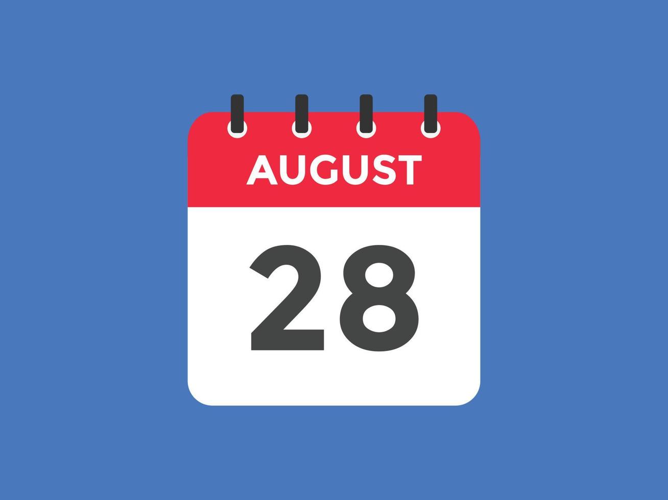 august 28 calendar reminder. 28th august daily calendar icon template. Calendar 28th august icon Design template. Vector illustration