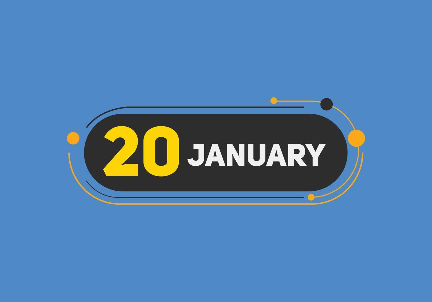 january 20 calendar reminder. 20th january daily calendar icon template. Calendar 20th january icon Design template. Vector illustration