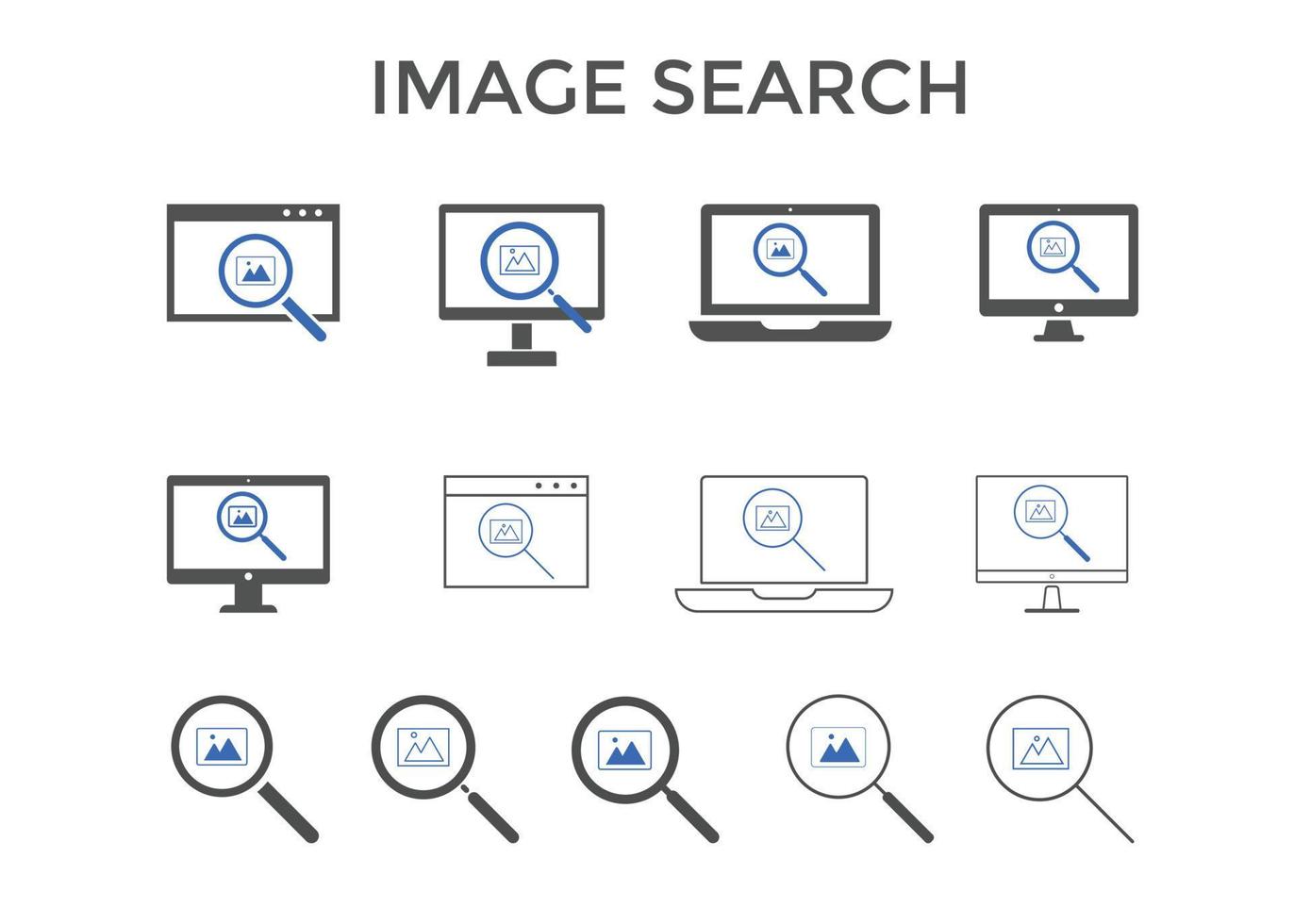 conjunto de ilustración de vector de icono de imagen de búsqueda. imagen, icono de cámara