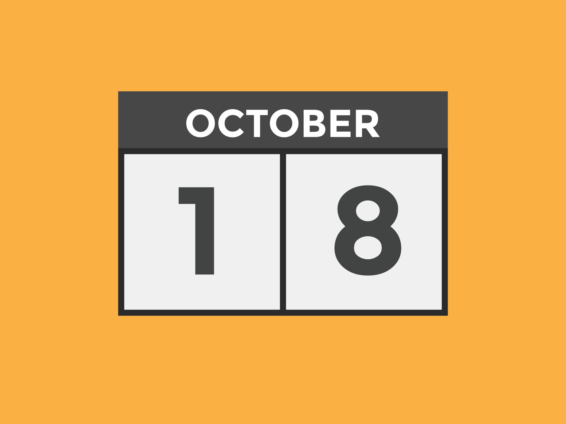 Recordatorio del calendario del 18 de octubre. Plantilla de icono de