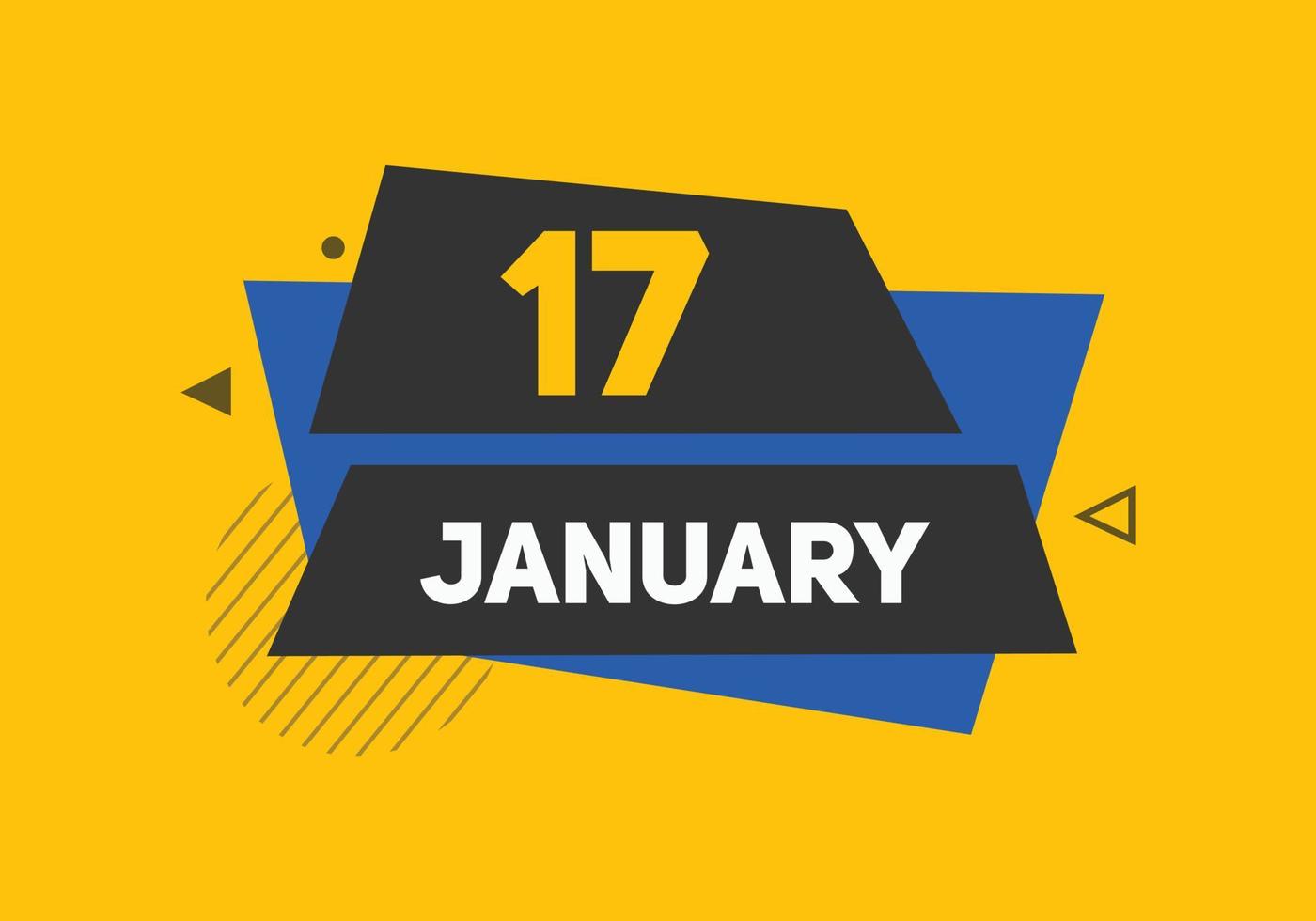 january 17 calendar reminder. 17th january daily calendar icon template. Calendar 17th january icon Design template. Vector illustration