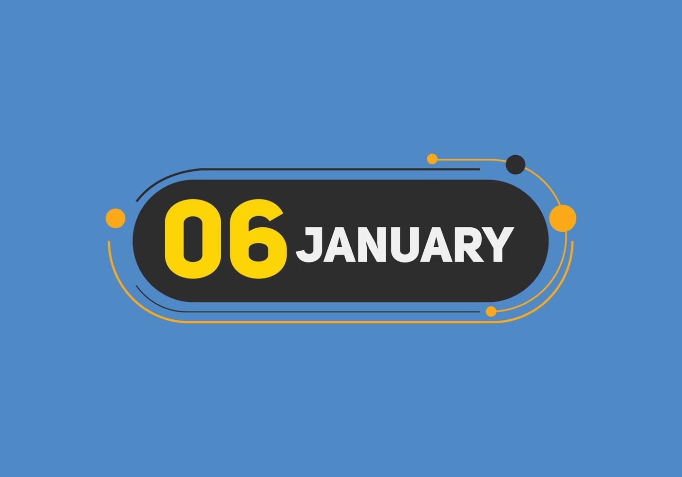 january 6 calendar reminder. 6th january daily calendar icon template. Calendar 6th january icon Design template. Vector illustration