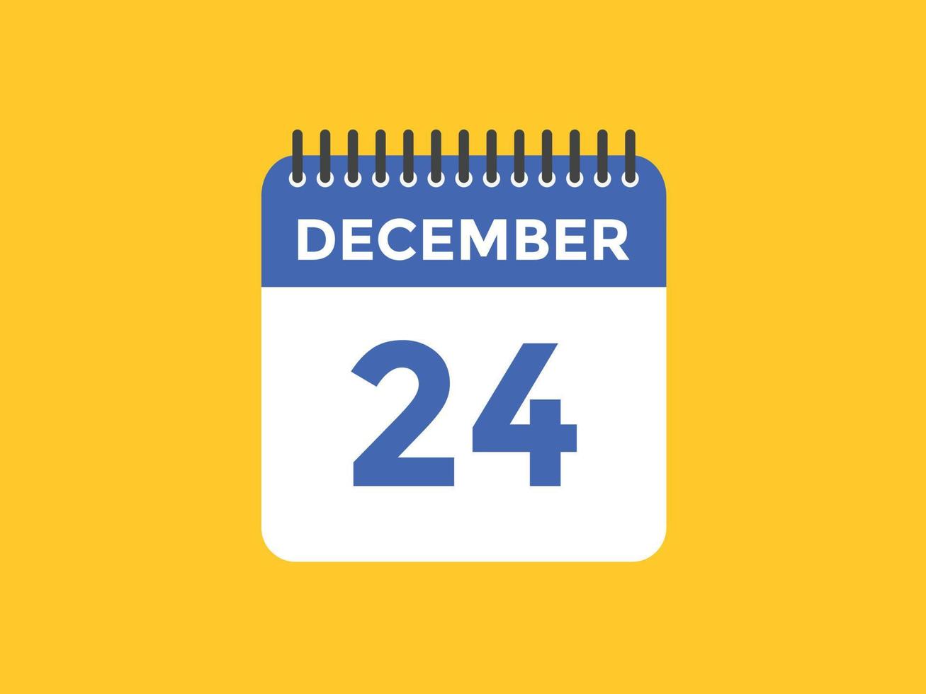 december 24 calendar reminder. 24th december daily calendar icon template. Calendar 24th december icon Design template. Vector illustration