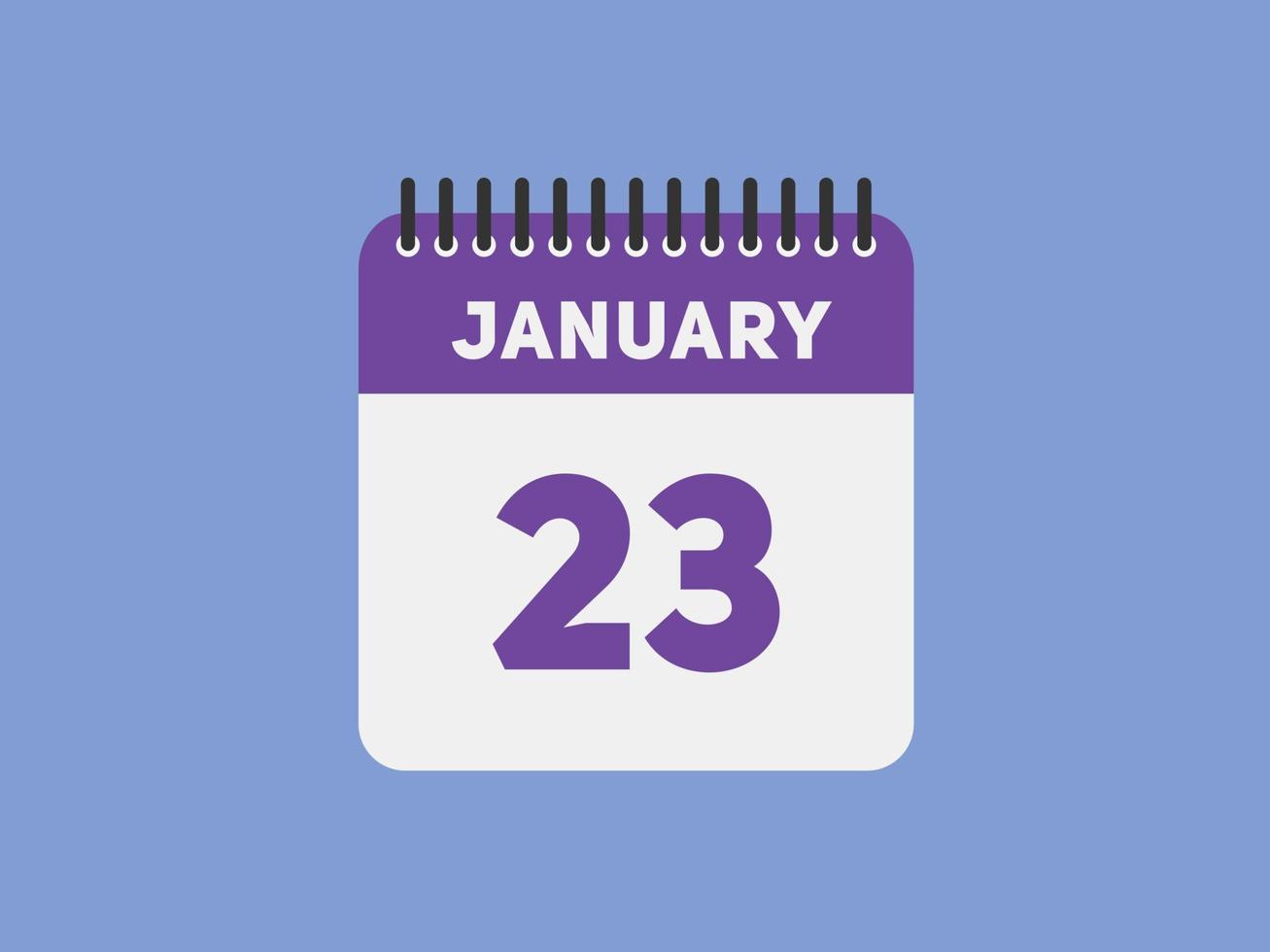 january 23 calendar reminder. 23th january daily calendar icon template. Calendar 23th january icon Design template. Vector illustration