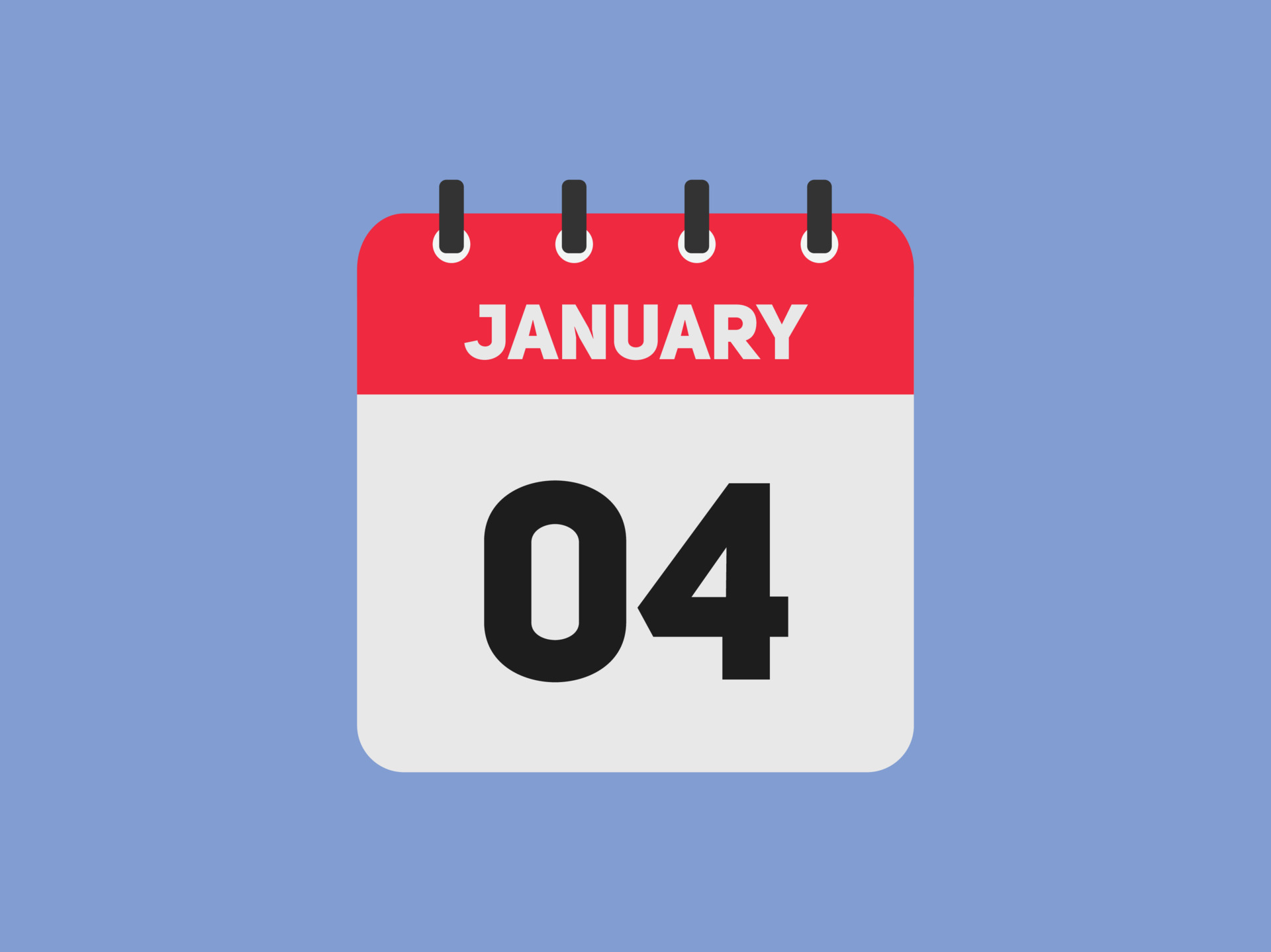 january 4 calendar reminder. 4th january daily calendar icon template