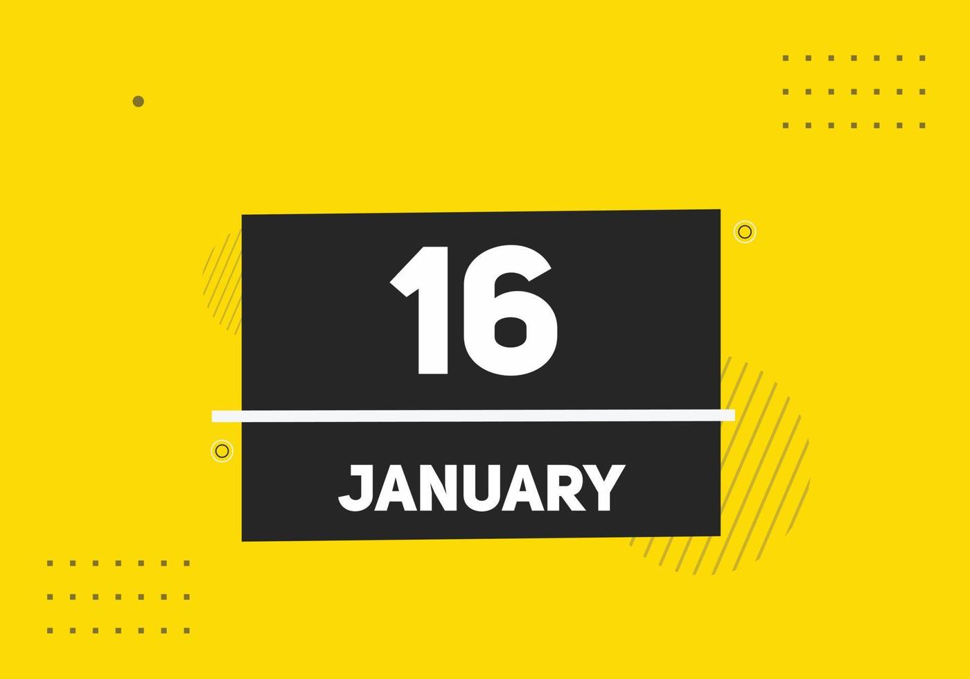Recordatorio del calendario del 16 de enero. Plantilla de icono de calendario diario del 16 de enero. plantilla de diseño de icono de calendario 16 de enero. ilustración vectorial vector