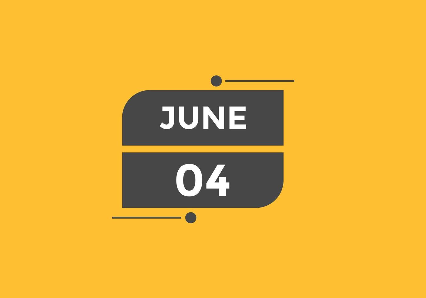 june 4 calendar reminder. 4th june daily calendar icon template. Calendar 4th june icon Design template. Vector illustration