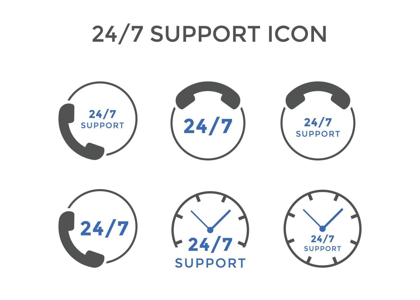 Set of 24 7 support icons Vector illustration support symbol for website or company