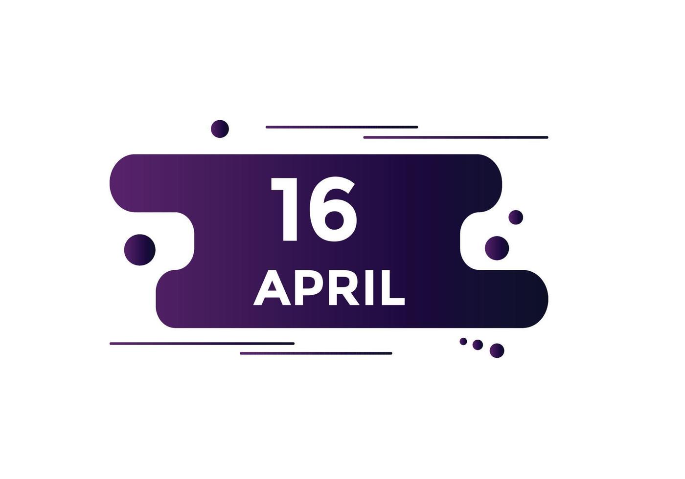 april 16 calendar reminder. 16th april daily calendar icon template. Calendar 16th april icon Design template. Vector illustration