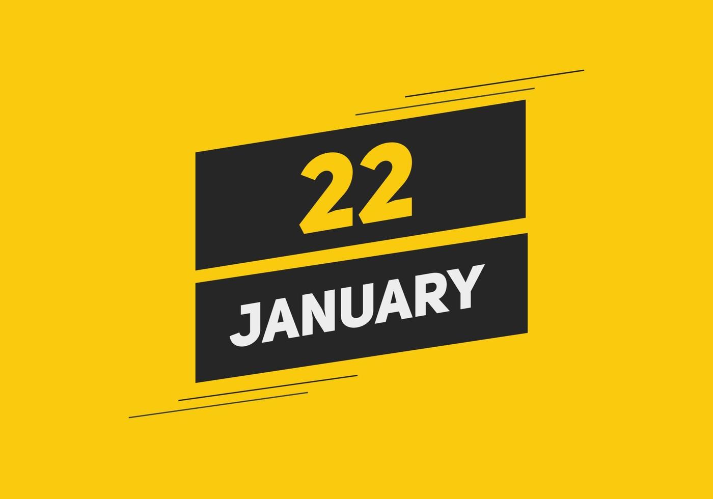 january 22 calendar reminder. 22th january daily calendar icon template. Calendar 22th january icon Design template. Vector illustration