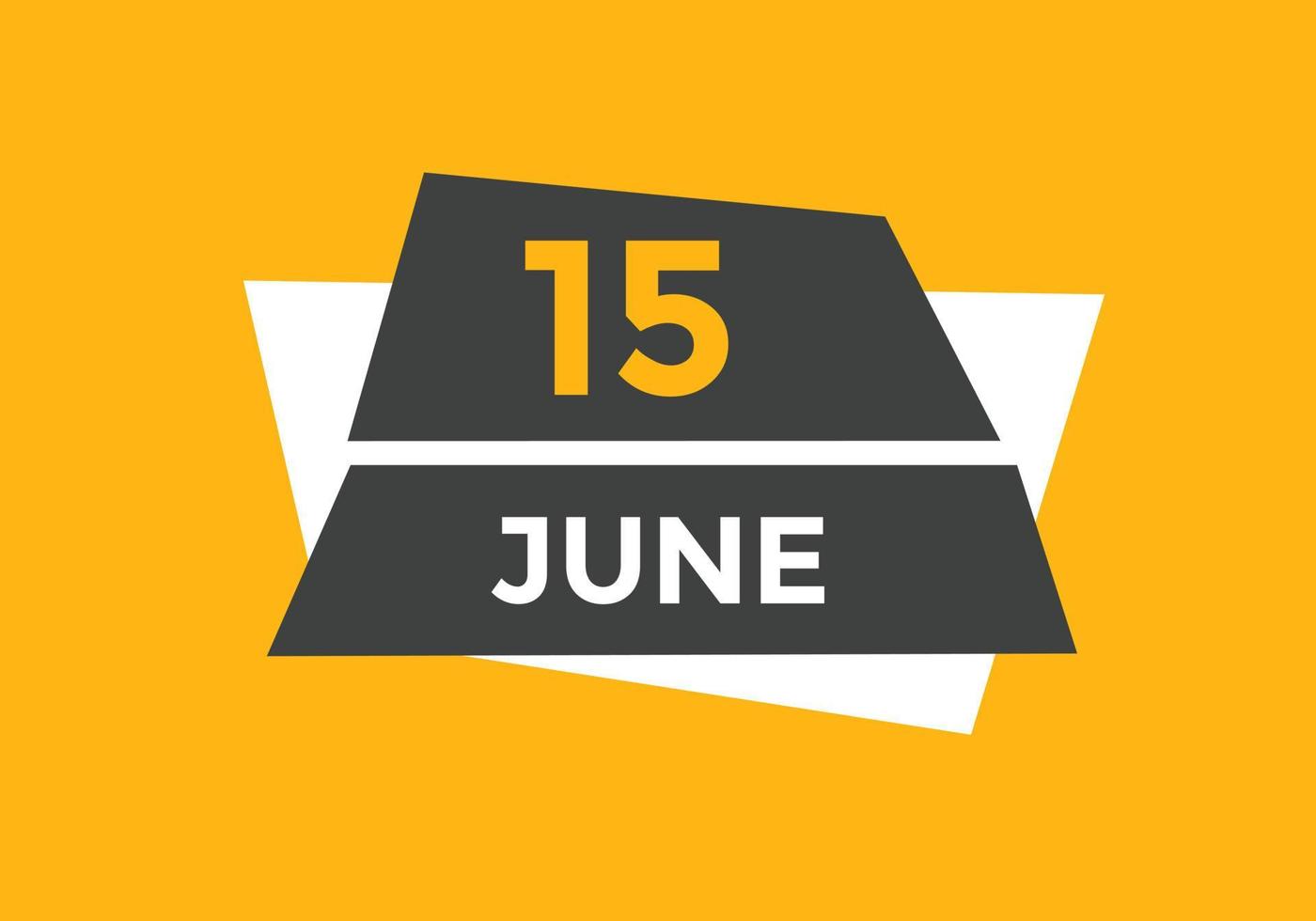 june 15 calendar reminder. 15th june daily calendar icon template. Calendar 15th june icon Design template. Vector illustration