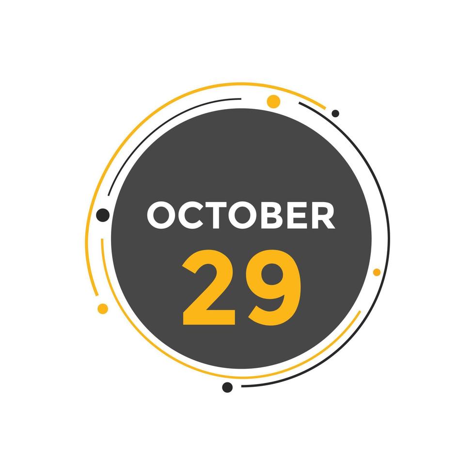 october 29 calendar reminder. 29th october daily calendar icon template. Calendar 29th october icon Design template. Vector illustration