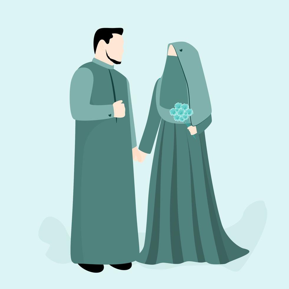 Illustration of a bride in muslim clothes vector