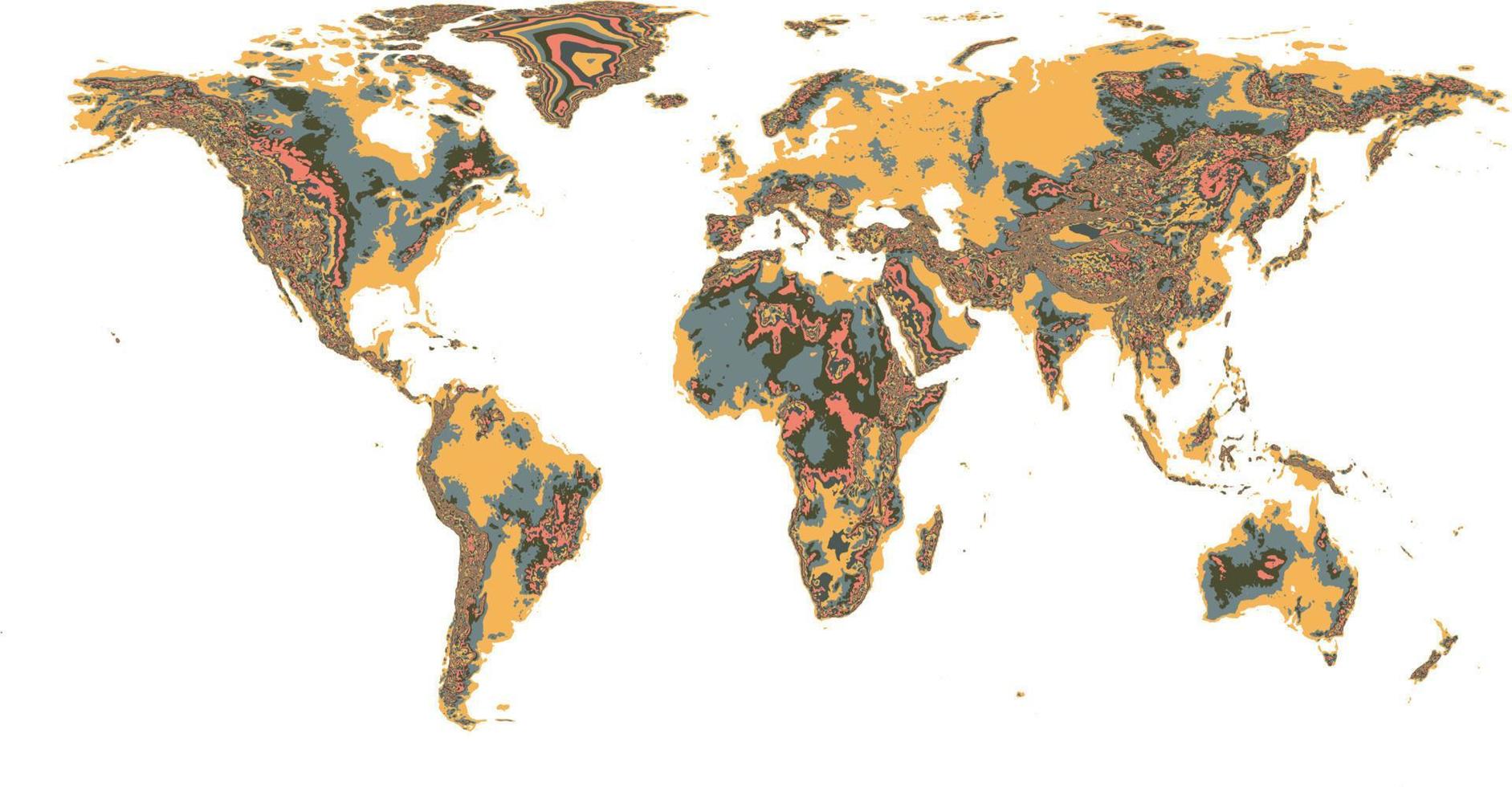 arte topográfico del mapa del mundo del vector