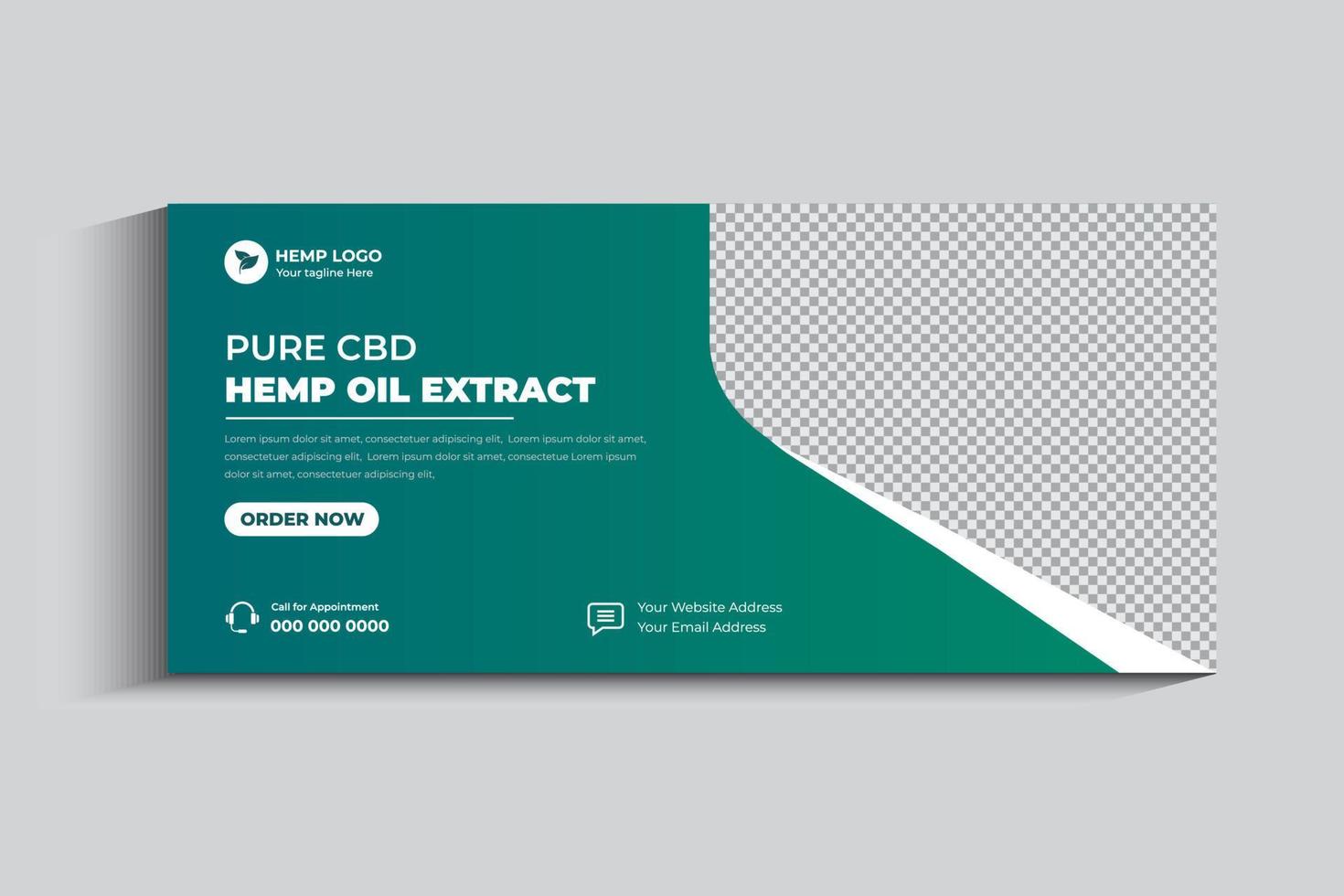 Hemp product cbd oil social media cover and web banner template vector