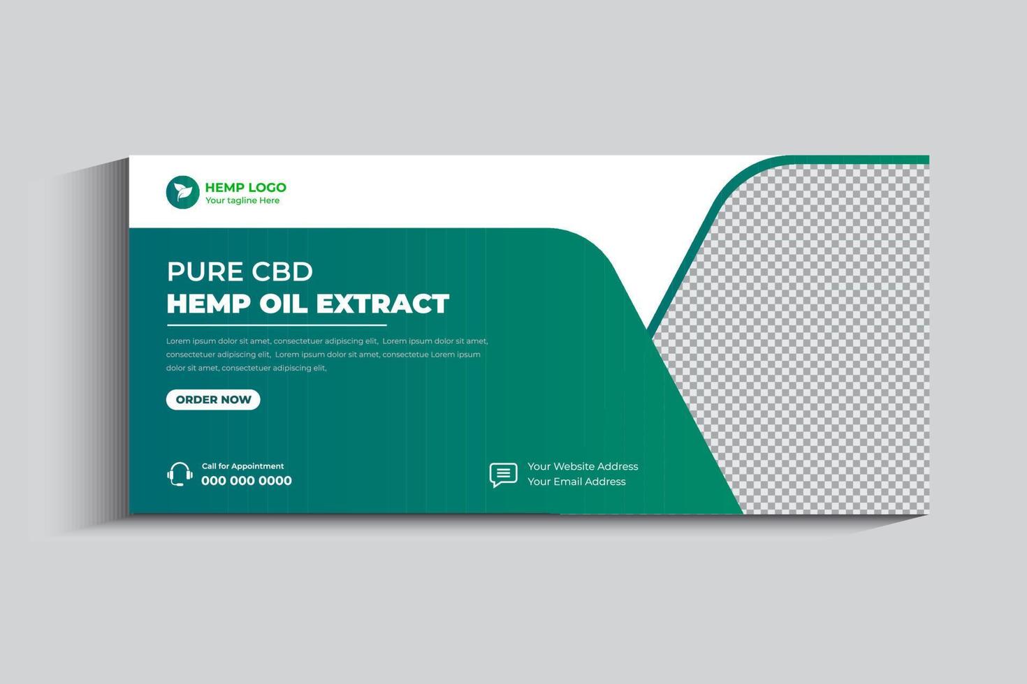 Hemp product cbd oil social media cover and web banner template vector