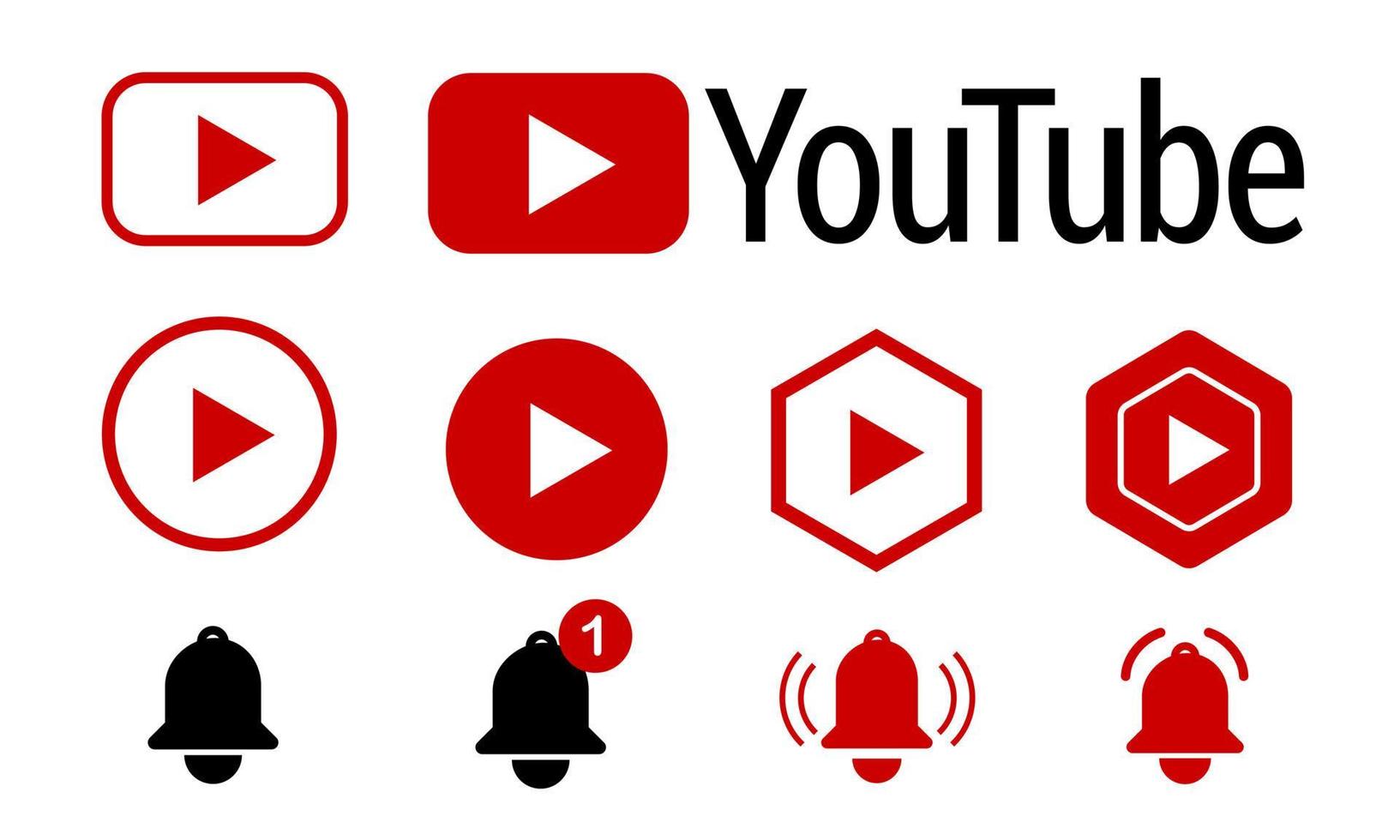 set of youtube logo vector