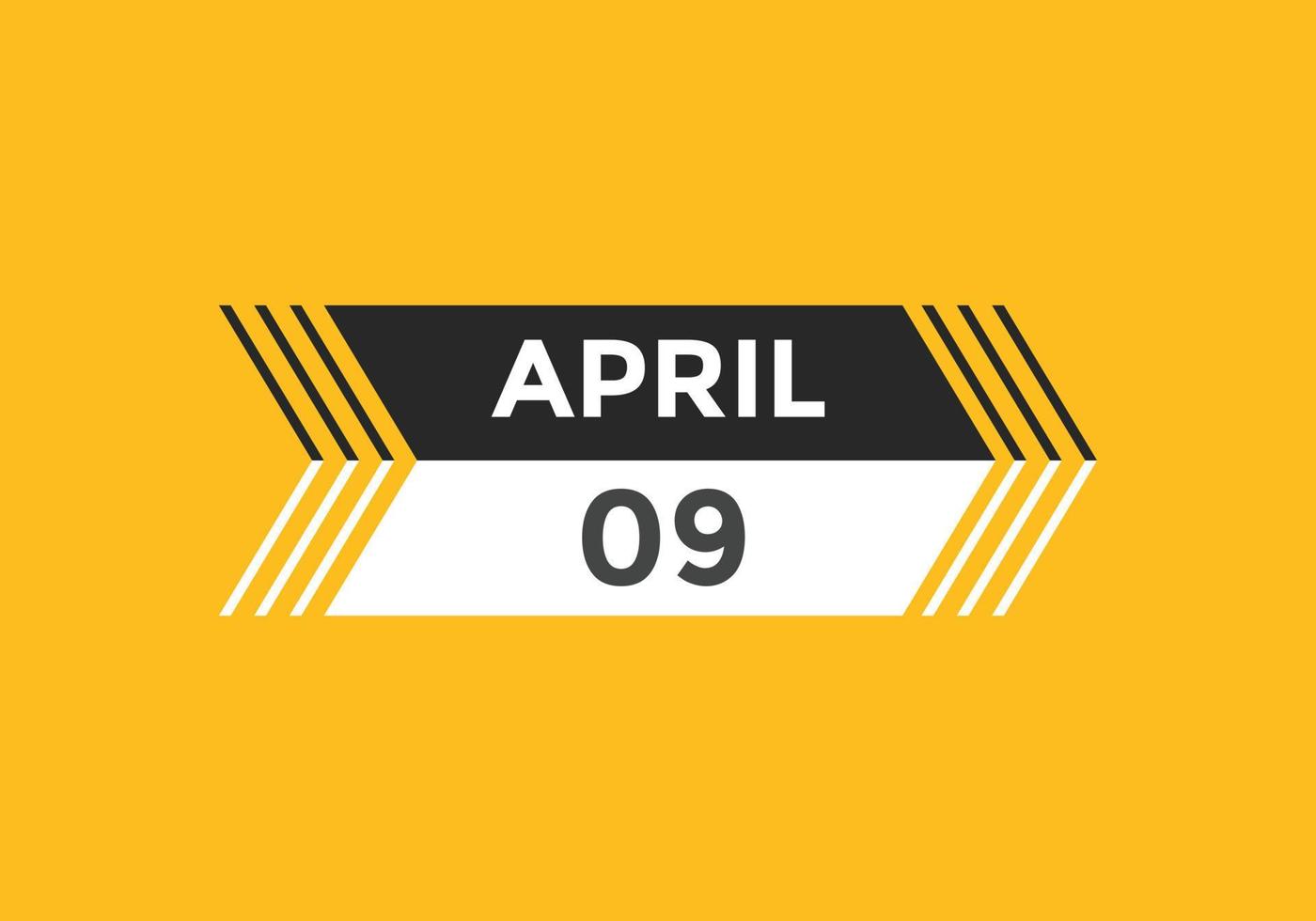 Recordatorio del calendario del 9 de abril. Plantilla de icono de calendario diario del 9 de abril. plantilla de diseño de icono de calendario 9 de abril. ilustración vectorial vector