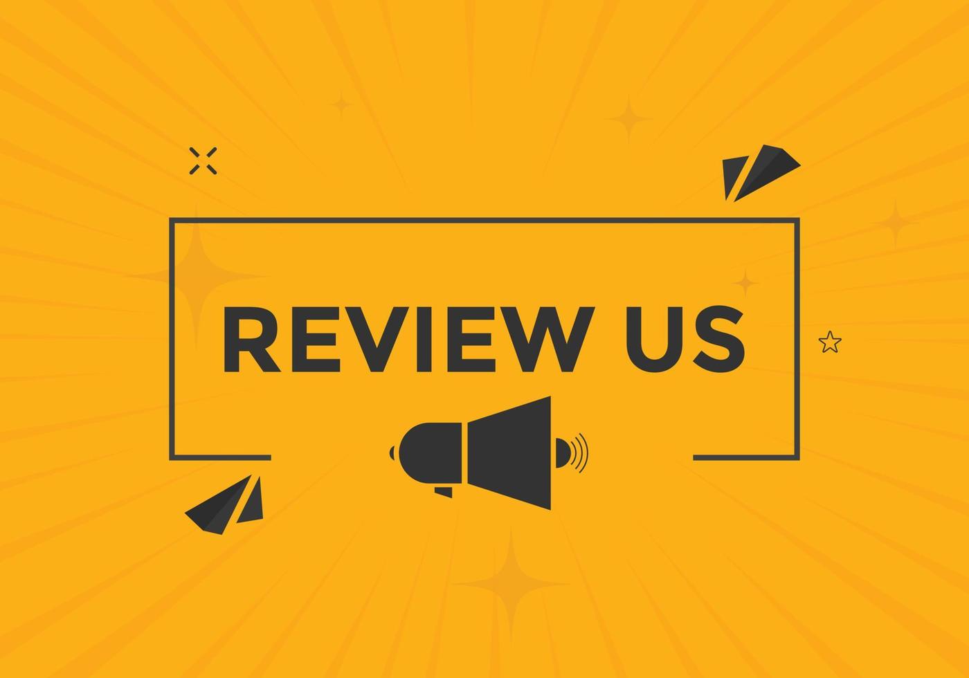 Review us Start now button. Review us User rating social banner promotion. Review Us text social media template vector