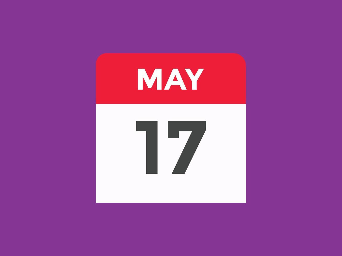 may 17 calendar reminder. 17th may daily calendar icon template. Calendar 17th may icon Design template. Vector illustration