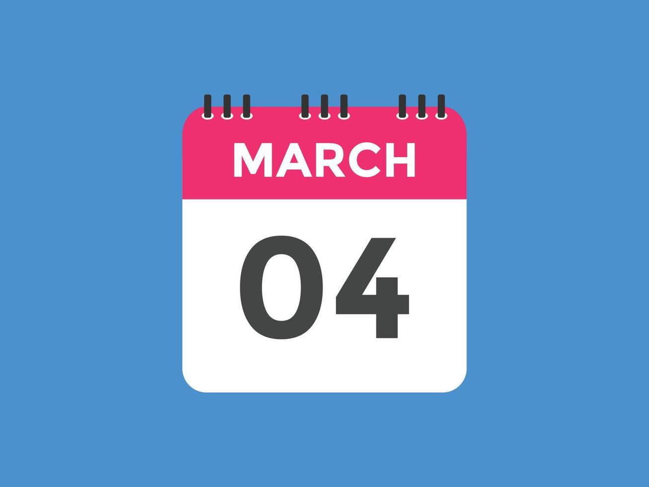 march 4 calendar reminder. 4th march daily calendar icon template. Calendar 4th march icon Design template. Vector illustration
