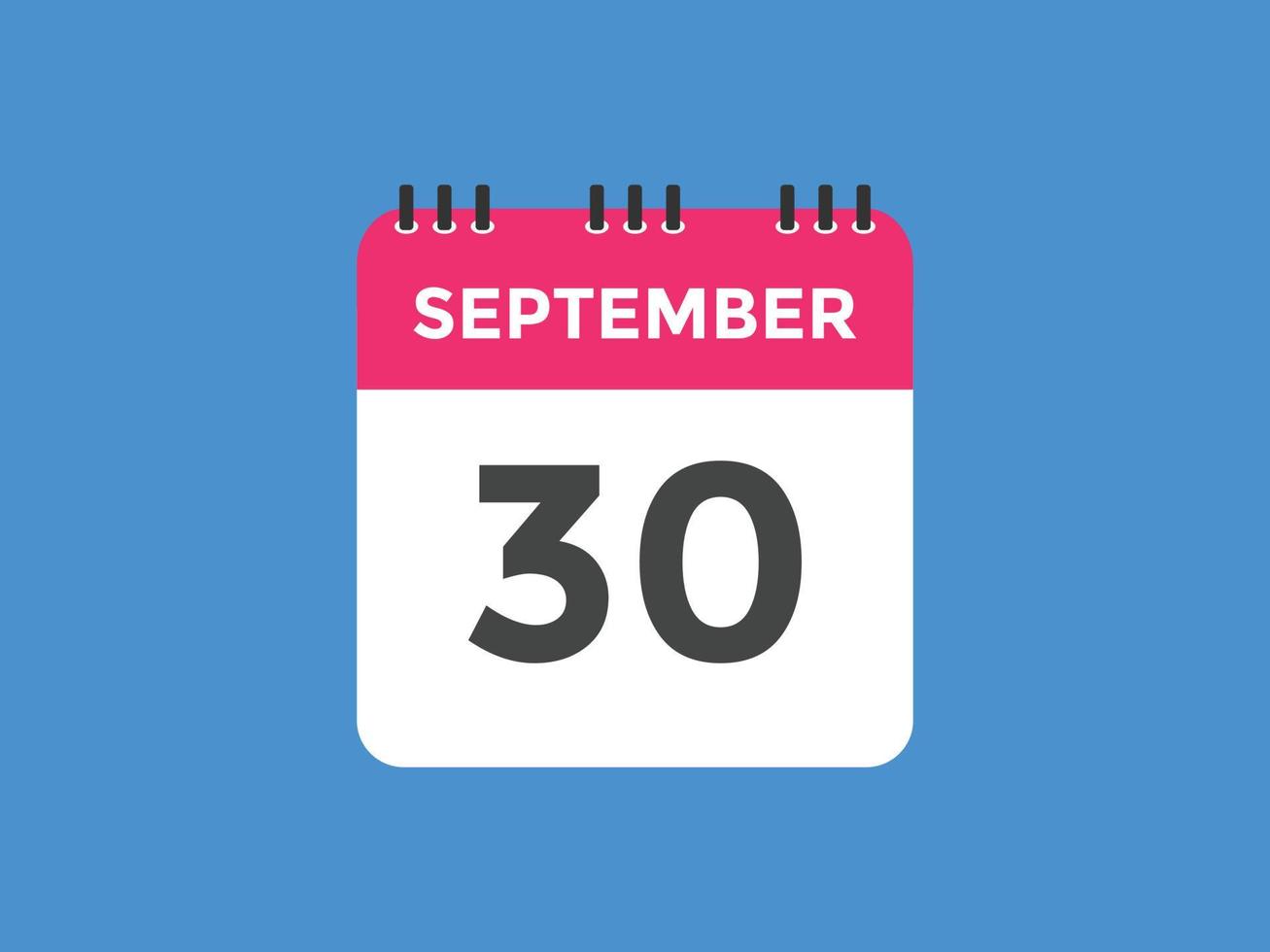 september 30 calendar reminder. 30th september daily calendar icon template. Calendar 30th september icon Design template. Vector illustration