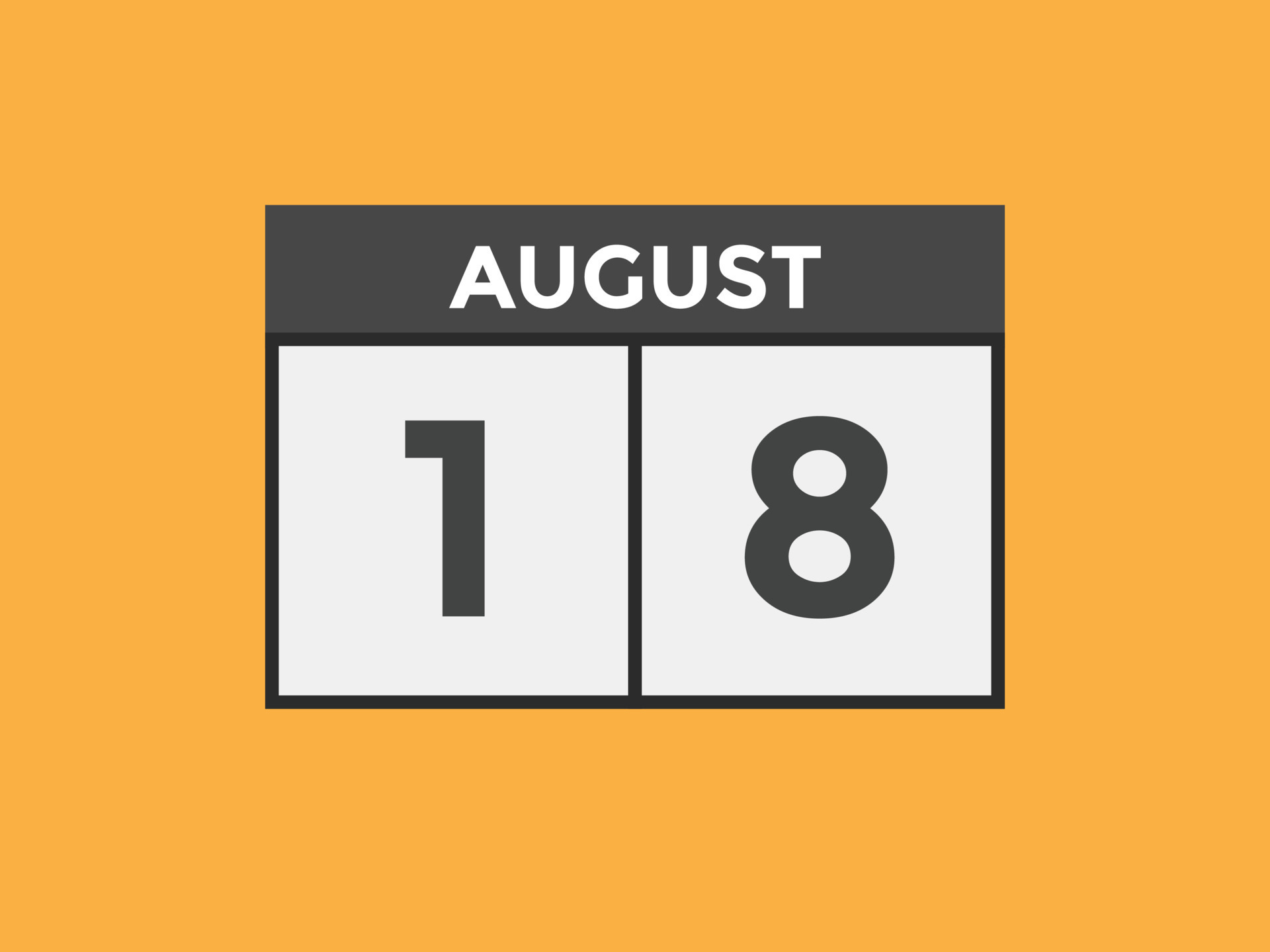 Recordatorio del calendario del 18 de agosto. Plantilla de icono de calendario diario del 18 de Recordatorio del calendario del 18 de agosto. Plantilla de icono de calendario diario del 18 de