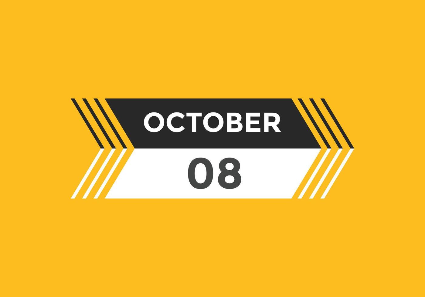 october 8 calendar reminder. 8th october daily calendar icon template. Calendar 8th october icon Design template. Vector illustration